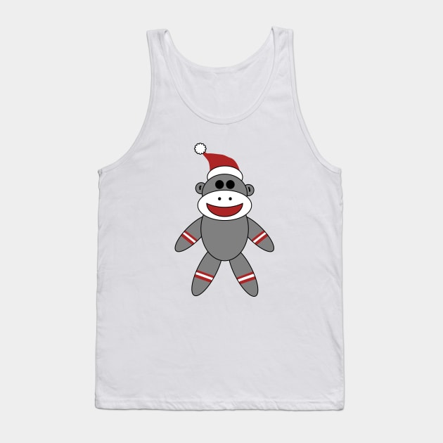 Cute Sock Monkey With Santa Hat Christmas Tank Top by OrchardBerry